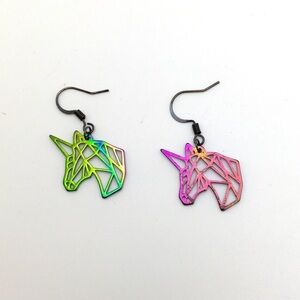 Holographic Unicorn Earrings Geometric Design